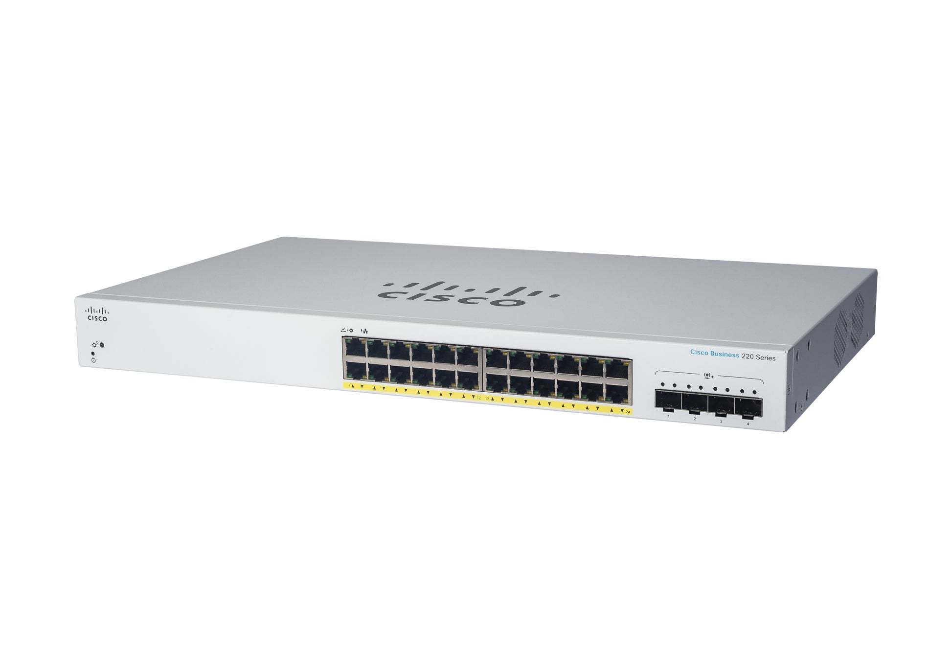 Cisco CBS220-24P-4X – Managed Switch – 24×GbE, 4×SFP+, L2, PoE+ 195 W, 19" Rack