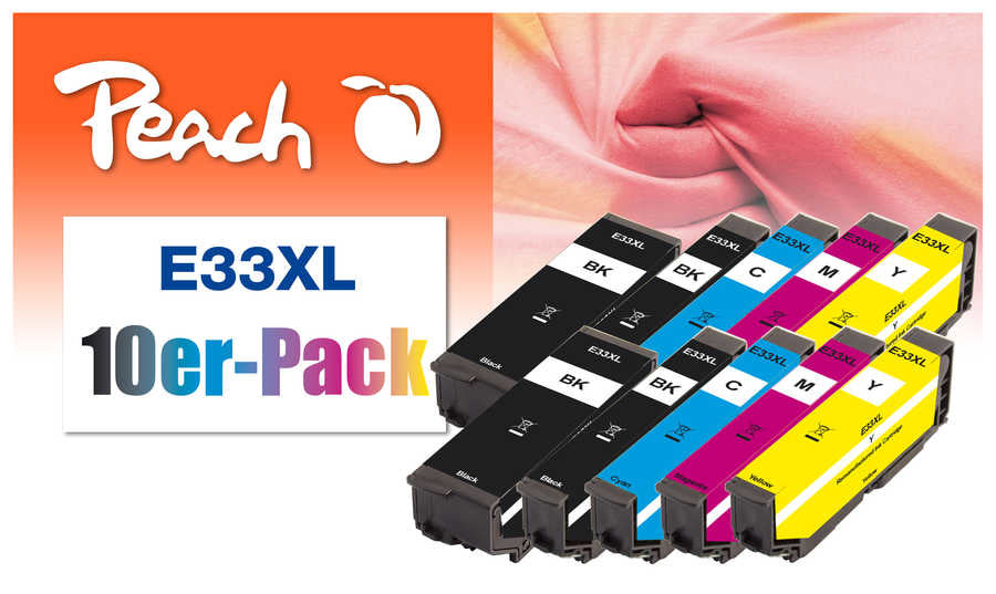 Peach Tintenpatronen-Multipack 33XL, 10er-Pack, kompatibel – für Epson XP-530, XP-540, XP-630 und andere