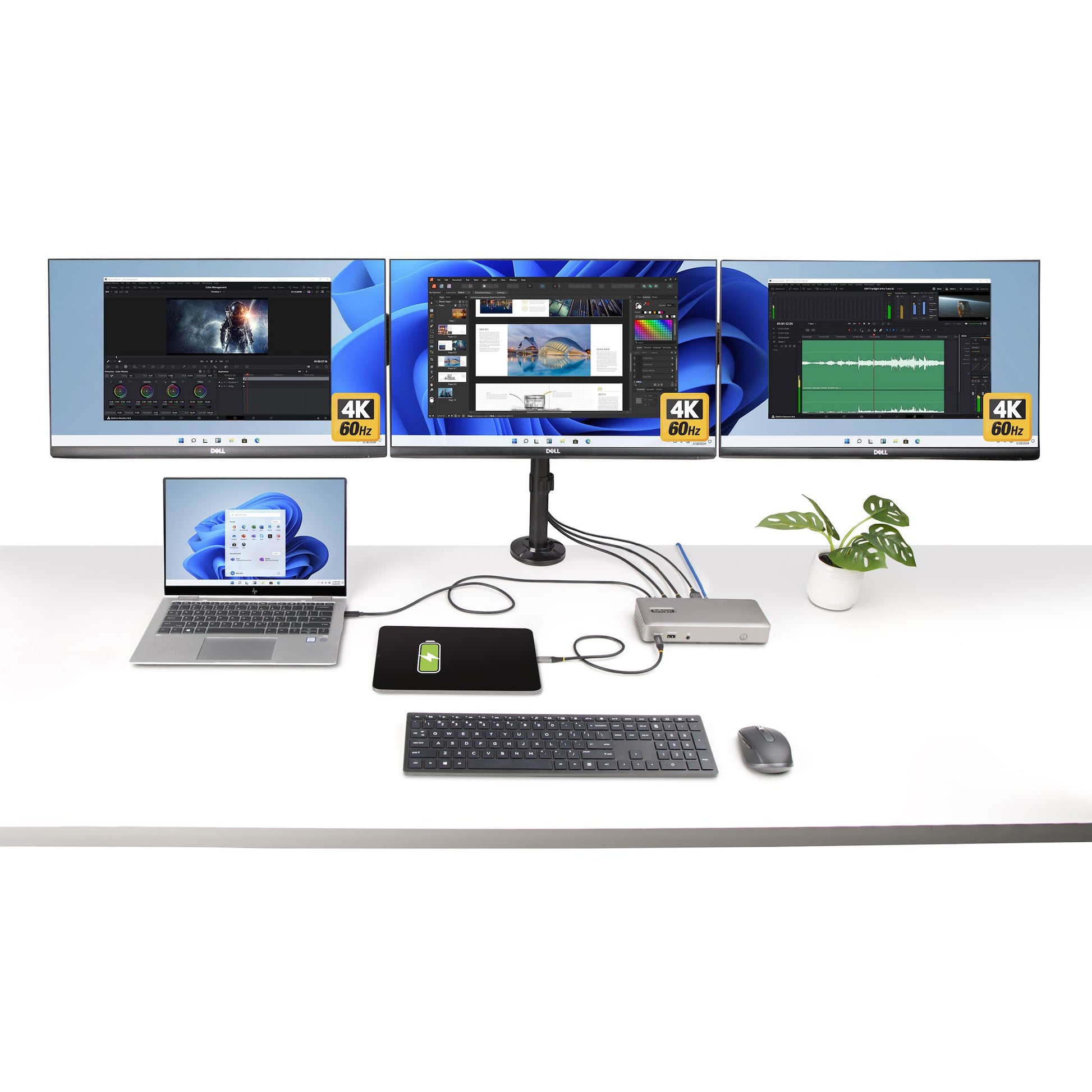 StarTech.com Dockingstation – USB4, 3× DP/HDMI, 4× USB-A, 2× USB-C, 100 W PD, 2,5GbE, für Windows/ChromeOS