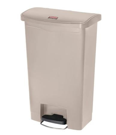 Rubbermaid Slim Jim Treteimer – 30 l – Kunststoff, rechteckig – beige – mit Müllsackhalterung