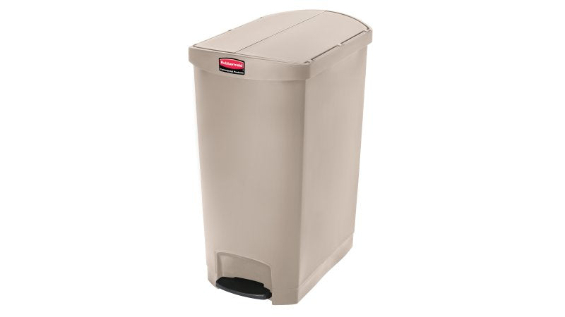 Rubbermaid Treteimer Slim Jim – 90 l – Kunststoff, rechteckig – beige – Soft-Close