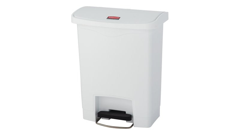 Rubbermaid Treteimer Slim Jim – 30 l – Kunststoff, rechteckig – weiss – Soft-Close