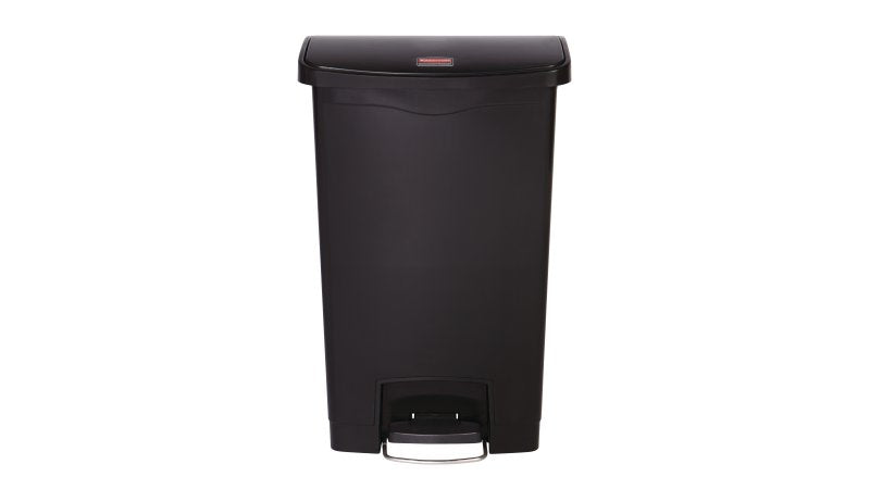 Rubbermaid Treteimer Slim Jim – 49 l – Kunststoff, rechteckig – schwarz – Müllsackhalterung