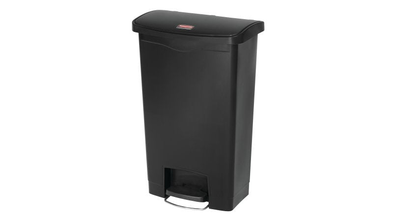 Rubbermaid Treteimer Slim Jim – 49 l – Kunststoff, rechteckig – schwarz – Müllsackhalterung