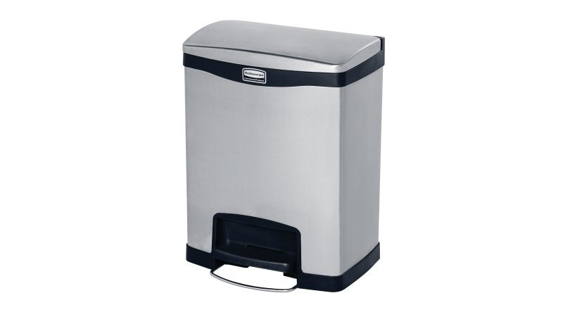 Rubbermaid Slim Jim Treteimer – 30 l – Metall/Kunststoff, rechteckig – schwarz/grau