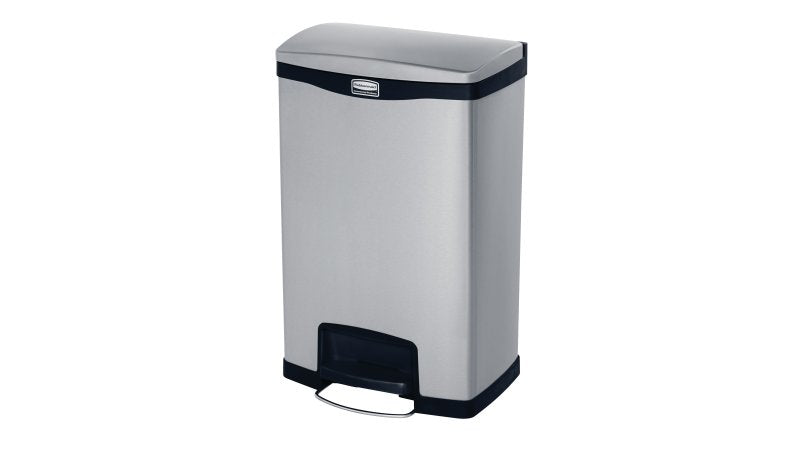 Rubbermaid Slim Jim Treteimer – 49 l – Metall/Kunststoff, rechteckig – schwarz/grau