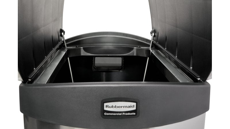 Rubbermaid Slim Jim Treteimer – 49 l – Metall/Kunststoff, rechteckig – schwarz – Müllsackhalterung