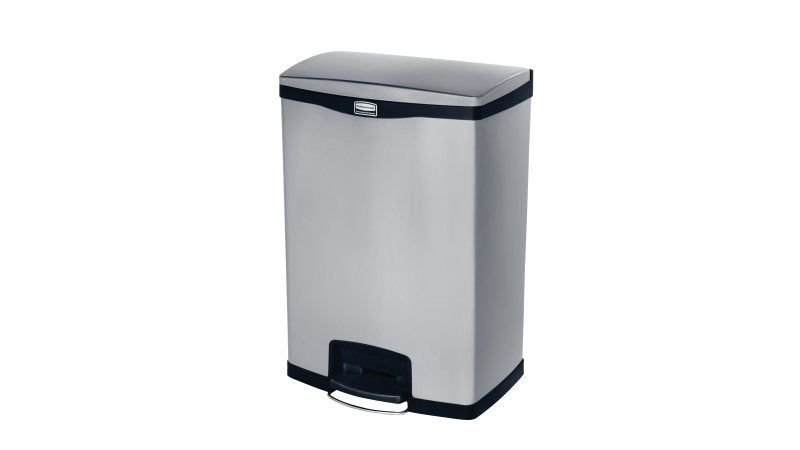 Rubbermaid Slim Jim Treteimer – 90 l – Metall/Kunststoff, rechteckig – schwarz/grau – Soft-Close