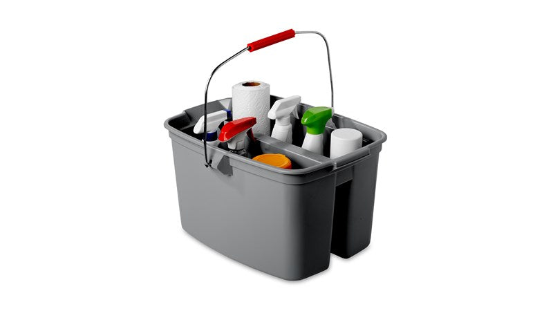 Rubbermaid Putzeimer FG262888GRAY – 18 l – Doppeleimer – Kunststoff, grau, 45,7 × 36,8 × 25,4 cm