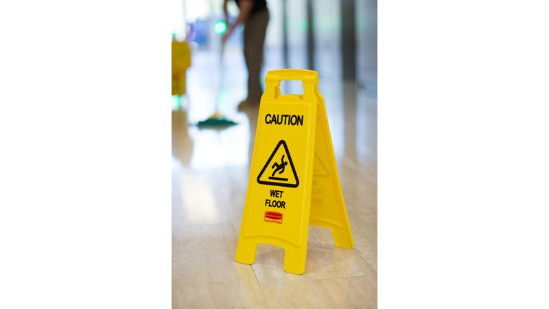 Rubbermaid Stehendes Warnschild Achtung Nasser Boden – 660,4 × 279,4 × 635 mm – Kunststoff – Gelb