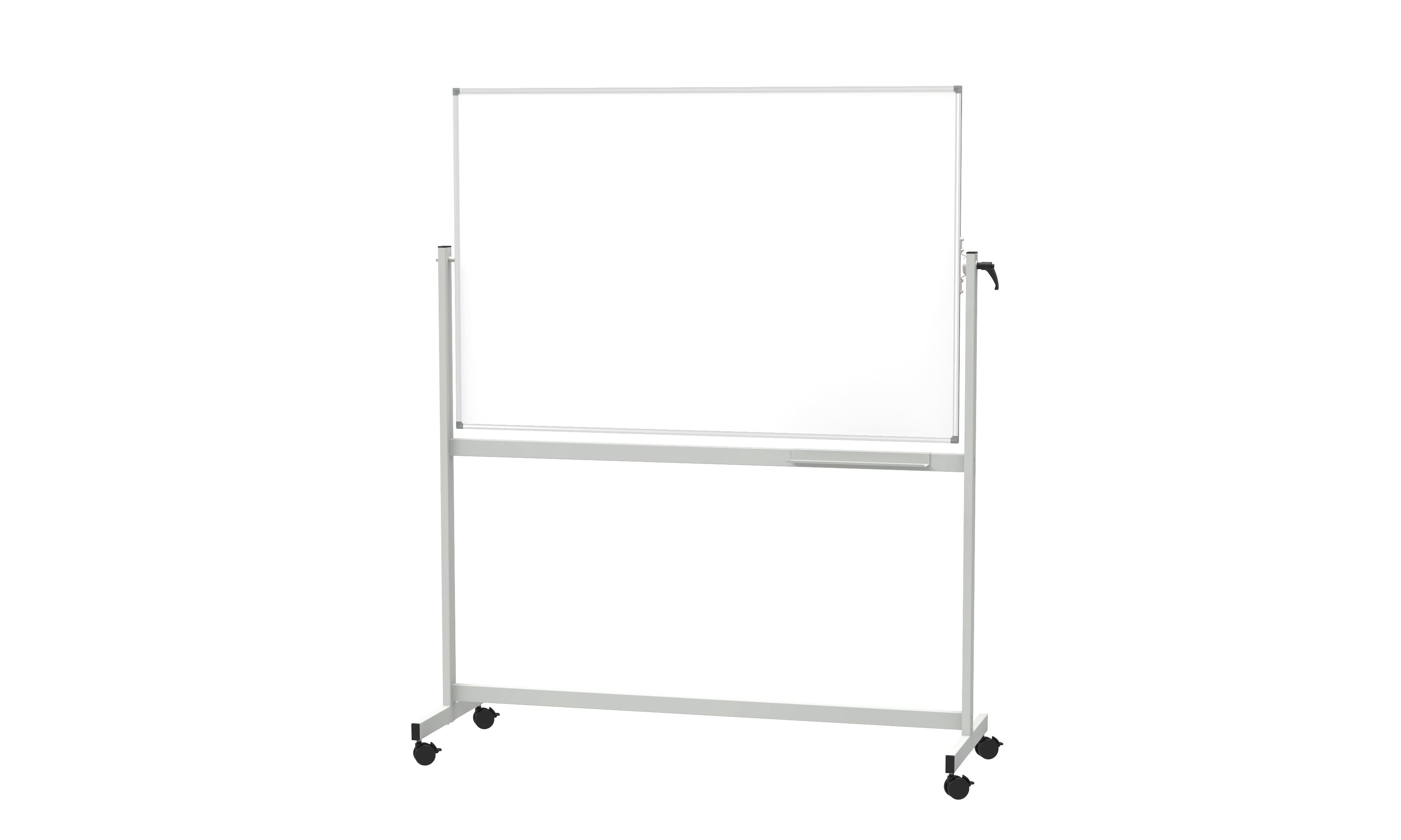 MAUL Whiteboard – 200 × 100 cm, Alu-Rahmen, grau, mit Ständer, drehbar, inkl. Stiftablage