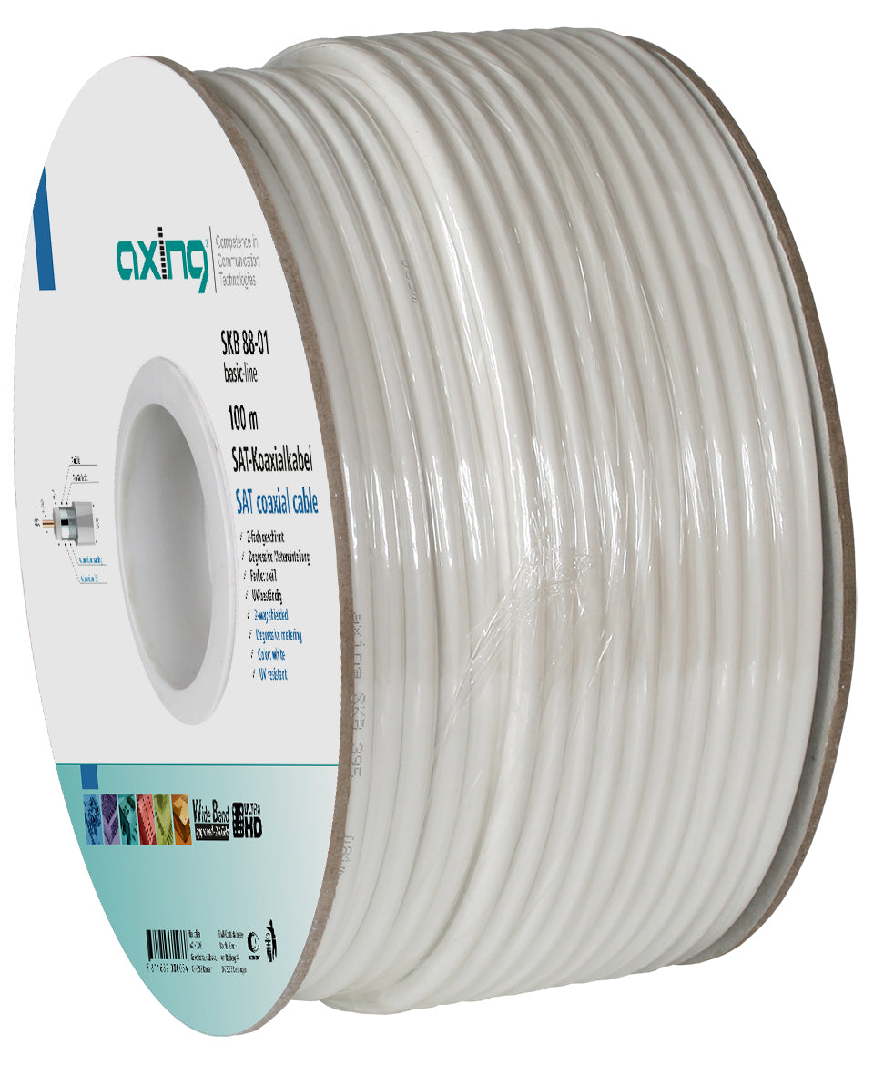 Axing SKB 88-01 – Geschirmtes Antennenkabel, 100 m, Ø 6,8 mm, PVC, Weiss