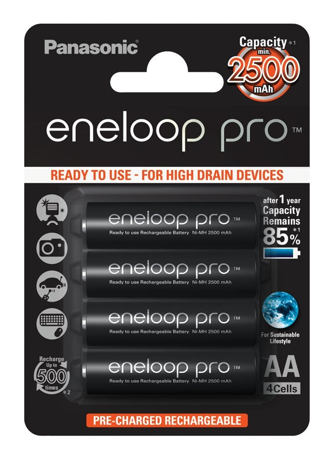 Panasonic eneloop pro BK-3HCDE/4BE Akku 1,2 V 2500 mAh 2,94 Wh Ni-MH – für Geräte