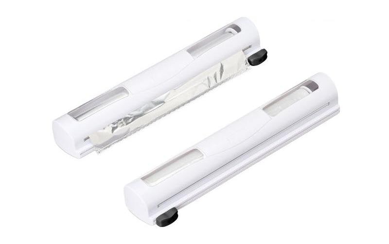 Relaxdays 2er-Set Streudose, 37 × 8 × 5 cm, Kunststoff/Edelstahl, Weiss/Schwarz, für Alufolie