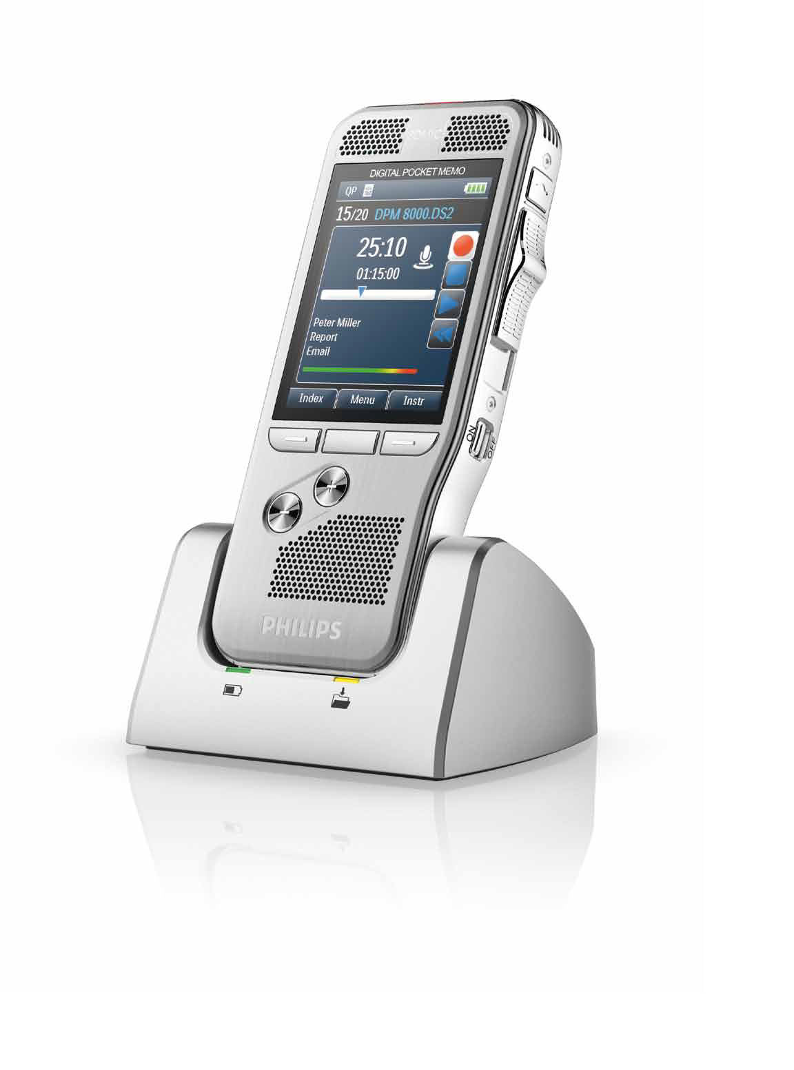 Philips Digital Pocket Memo 8100 Integrator – Digitales Diktiergerät – 30 h, Akkubetrieb, mit Lautsprecher –