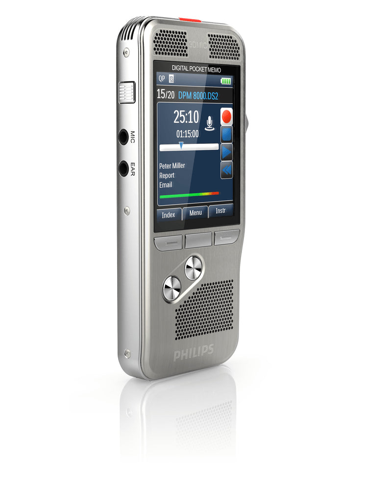 Philips Digital Pocket Memo 8100 Integrator – Digitales Diktiergerät – 30 h, Akkubetrieb, mit Lautsprecher –