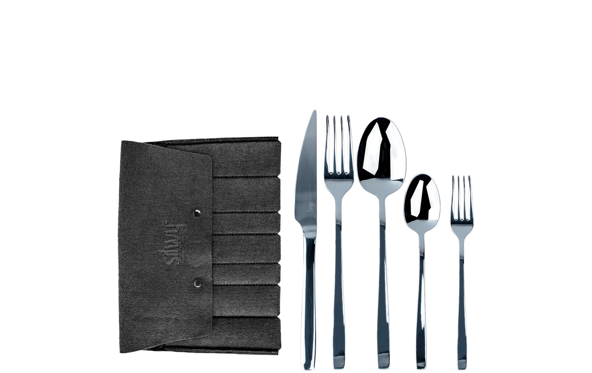 Silwy Lunchbox-Besteck – 5-teilig, 22 cm, Edelstahl, mit Tragetasche, spülmaschinenfest