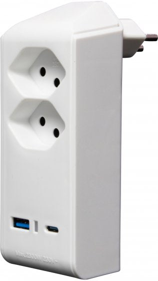Brennenstuhl cleverLINE Abzweigstecker, 2×T13, 1×USB-A + 1×USB-C, drehbar 300°, Eingang T12 – weiss