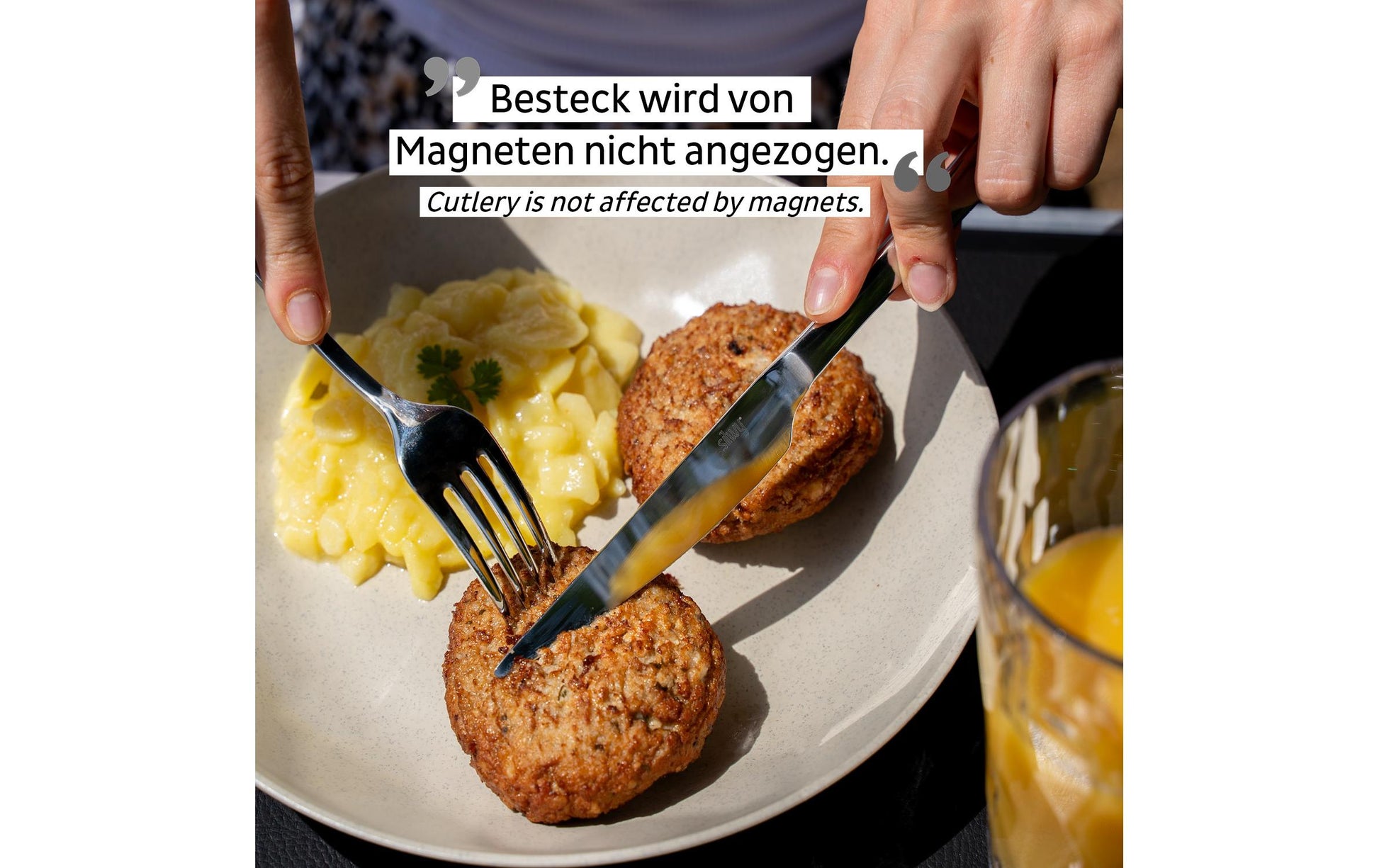 Silwy Lunchbox-Besteck – 5-teilig, 22 cm, Edelstahl, mit Tragetasche, spülmaschinenfest