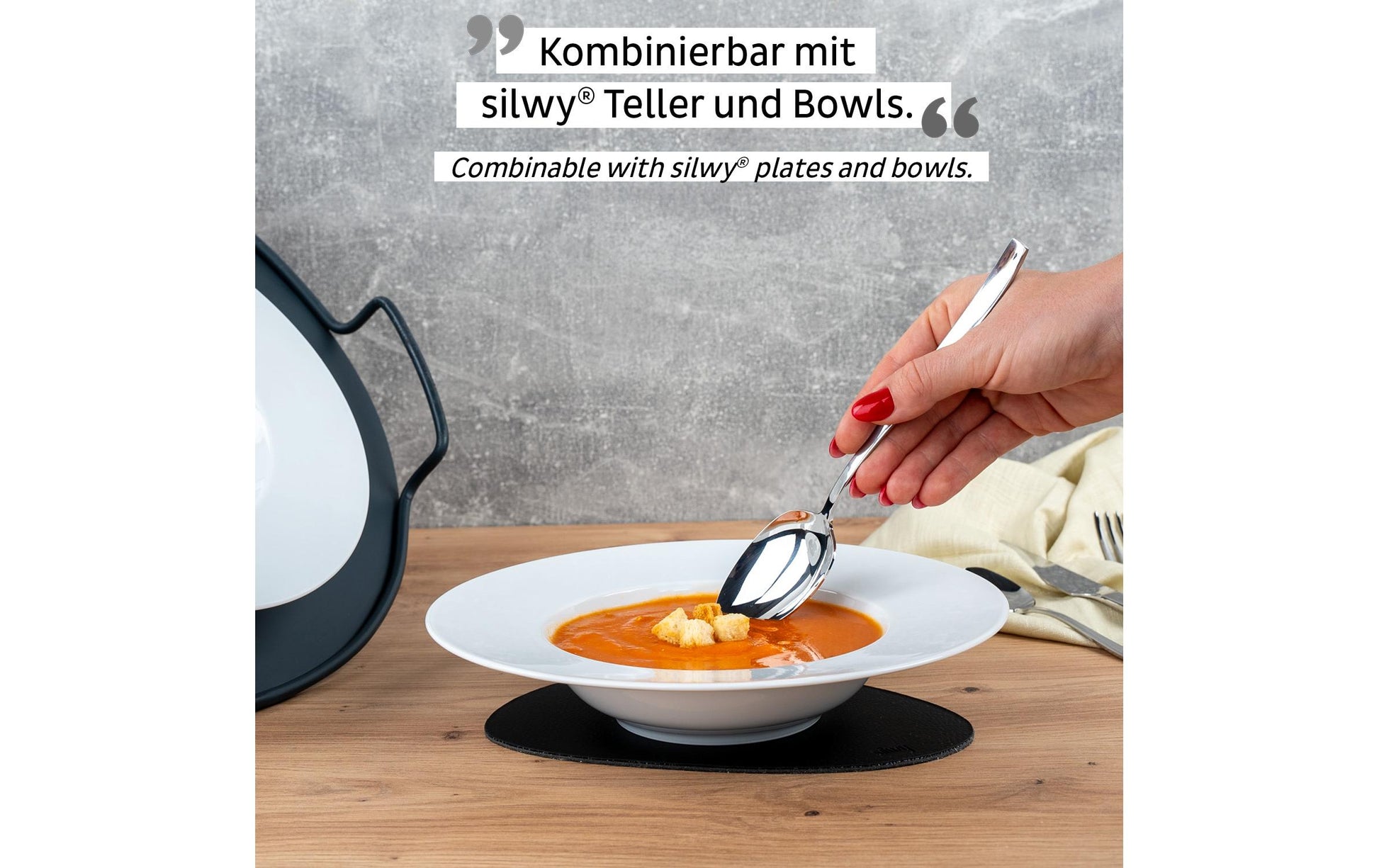 Silwy Lunchbox-Besteck – 5-teilig, 22 cm, Edelstahl, mit Tragetasche, spülmaschinenfest