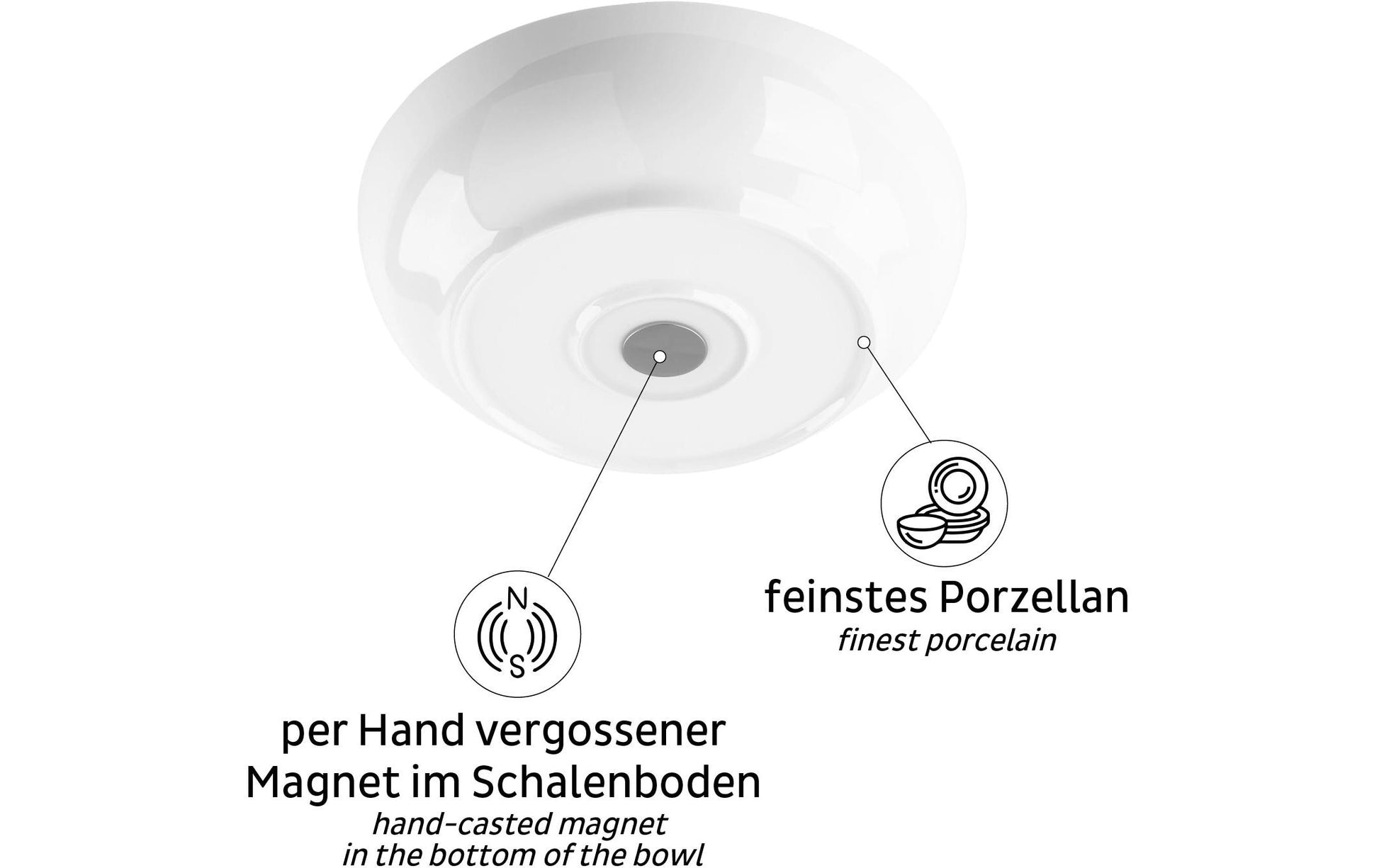 Silwy Magnet-Food-Bowl S0FB-1314-1 Salatschüssel – 2,4 l, Porzellan, Weiss