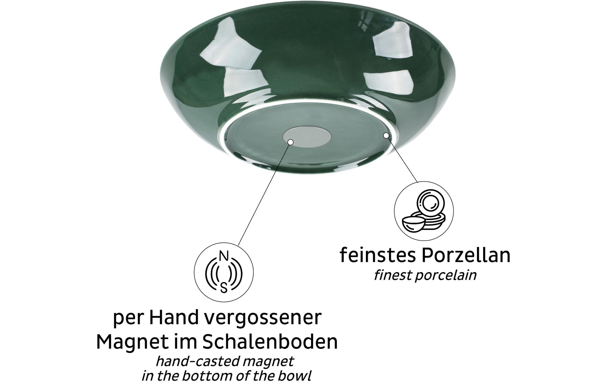 Silwy S0FB-1326-2-G Salatschüssel – 0,60 l, Porzellan, Waldgrün, 2 Stück