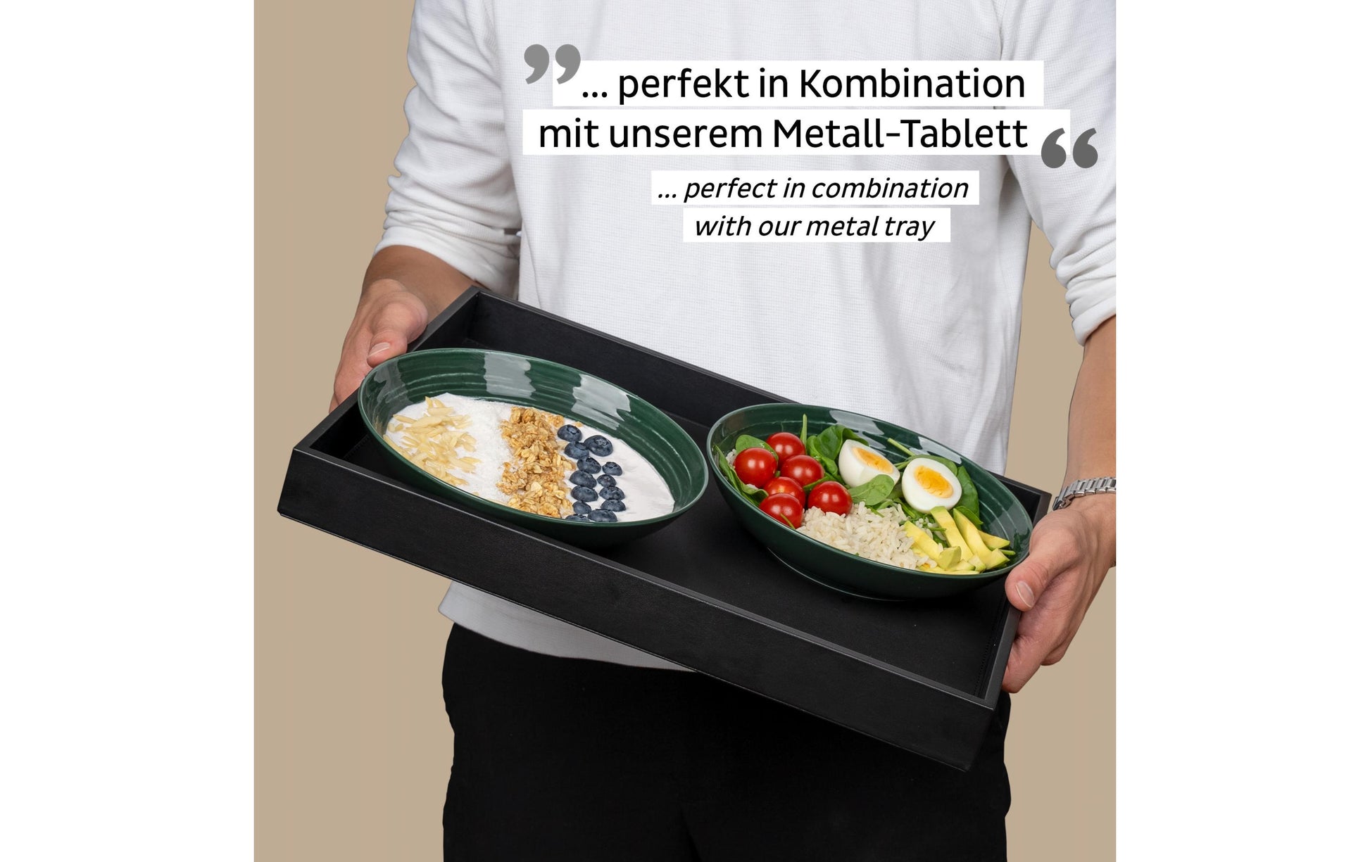 Silwy S0FB-1326-2-G Salatschüssel – 0,60 l, Porzellan, Waldgrün, 2 Stück