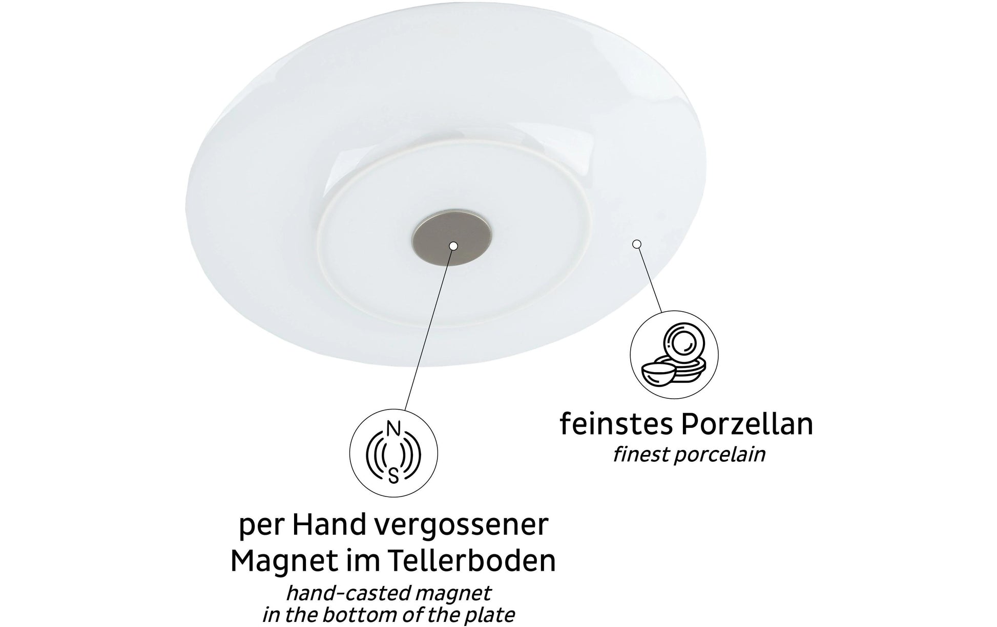 Silwy S0DT-1319-2-A Frühstücksteller – Porzellan, braun, weiss, magnetisch, stapelbar, 2 Stück