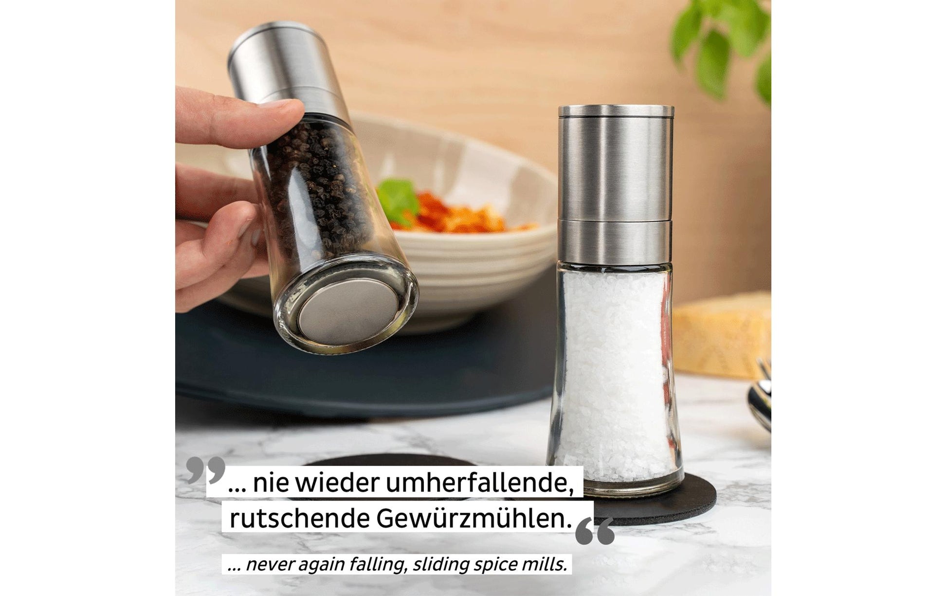 Silwy Streudose 100 ml, Ø 4 × 13,5 cm, Glas/Kunststoff/Edelstahl, Silber/Transparent, 2er-Set