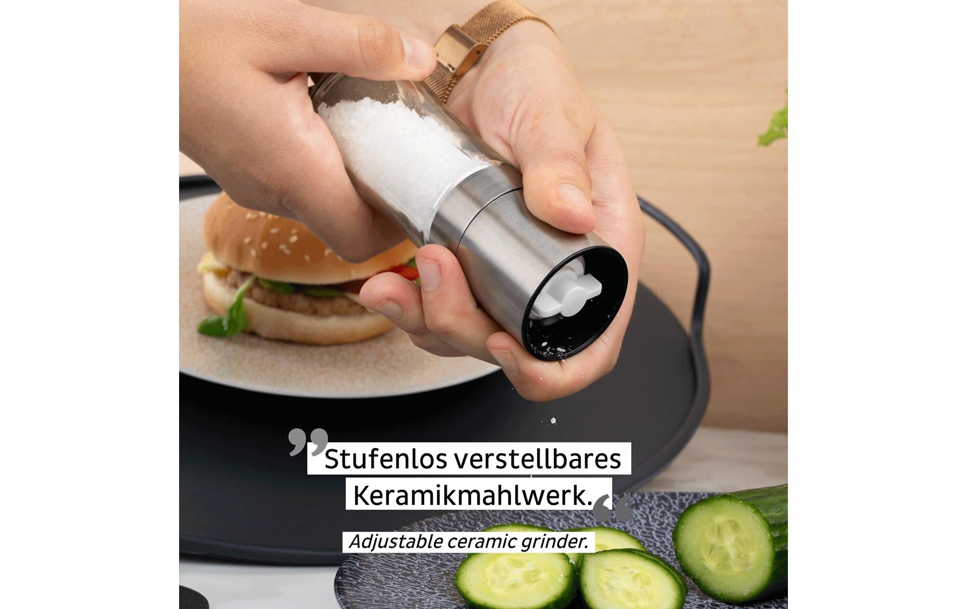 Silwy Streudose 100 ml, Ø 4 × 13,5 cm, Glas/Kunststoff/Edelstahl, Silber/Transparent, 2er-Set