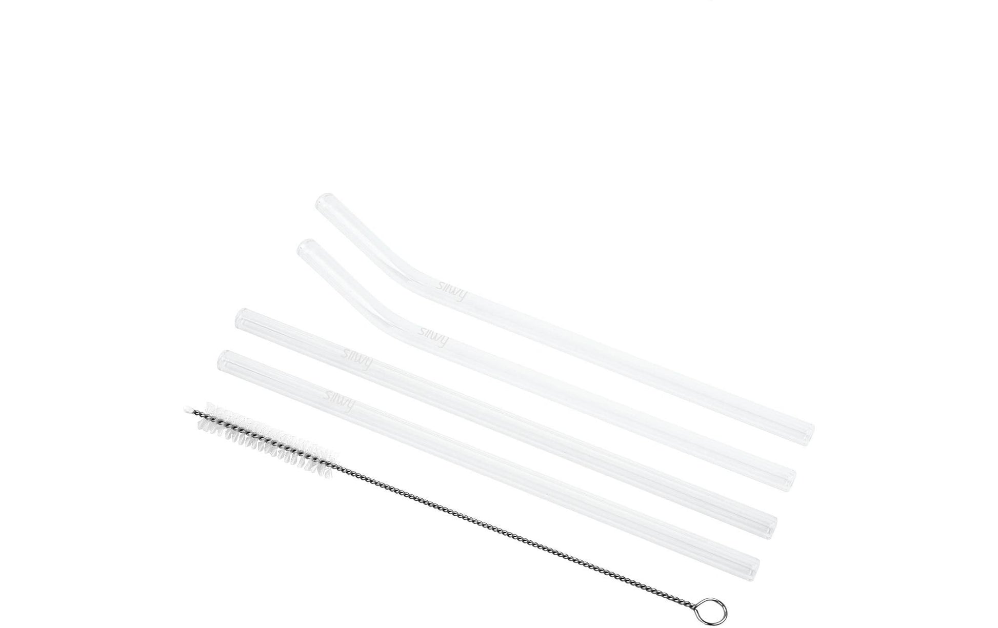 Silwy Trinkhalme – Glas, Ø 0,8 cm, 20 cm, 4 Stk., inkl. Bürste