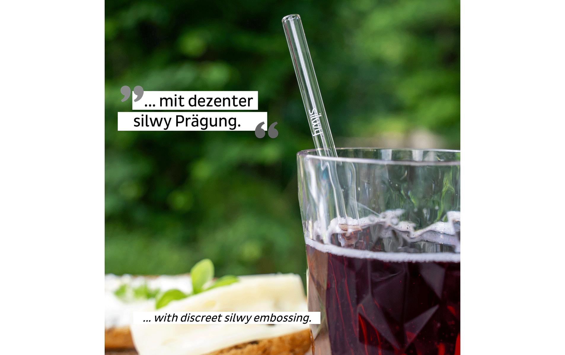 Silwy Trinkhalme – Glas, Ø 0,8 cm, 20 cm, 4 Stk., inkl. Bürste