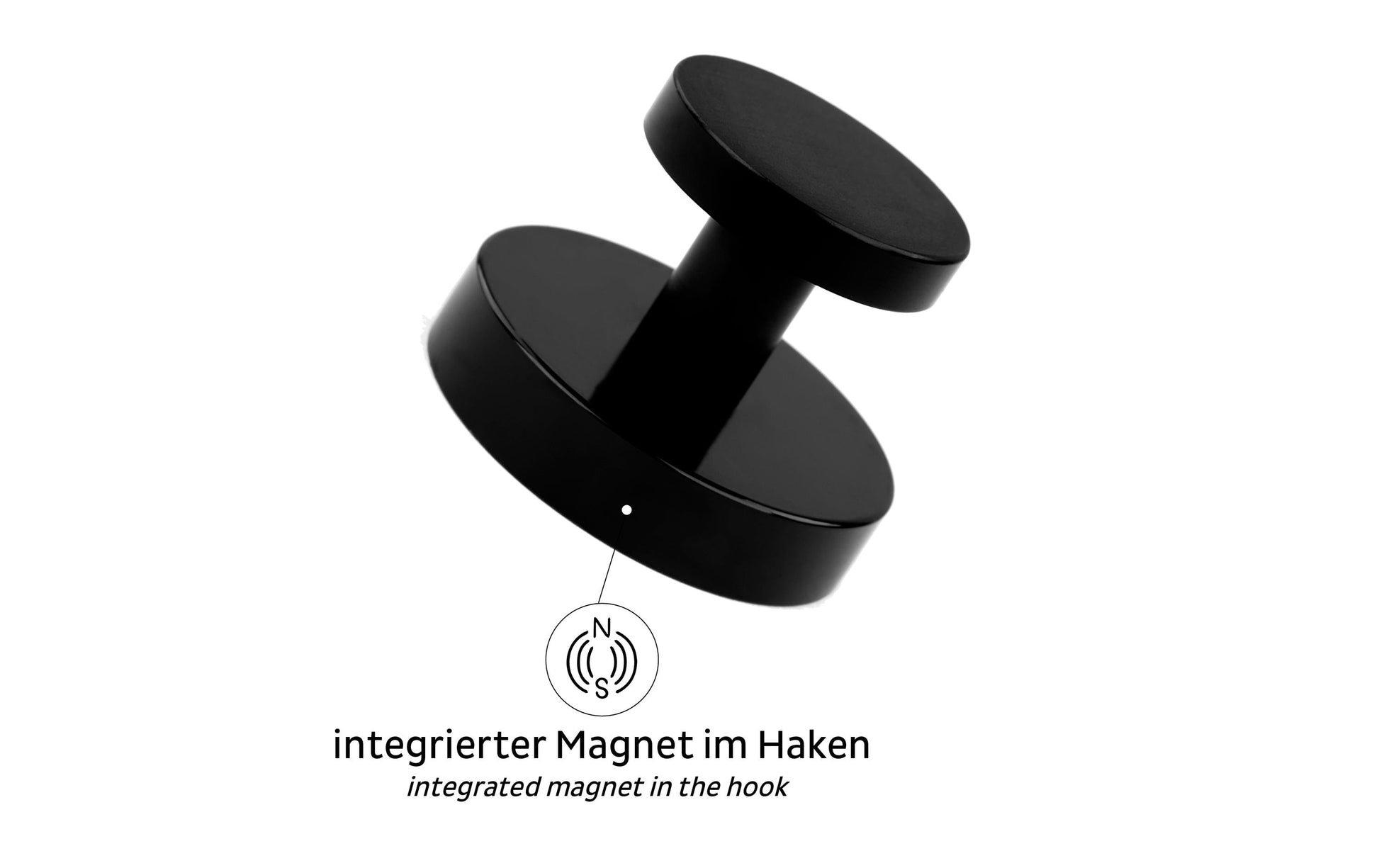 Silwy Magnet-Haken SPOT Haken – Metall – Schwarz – Ø 80 × H 80 mm