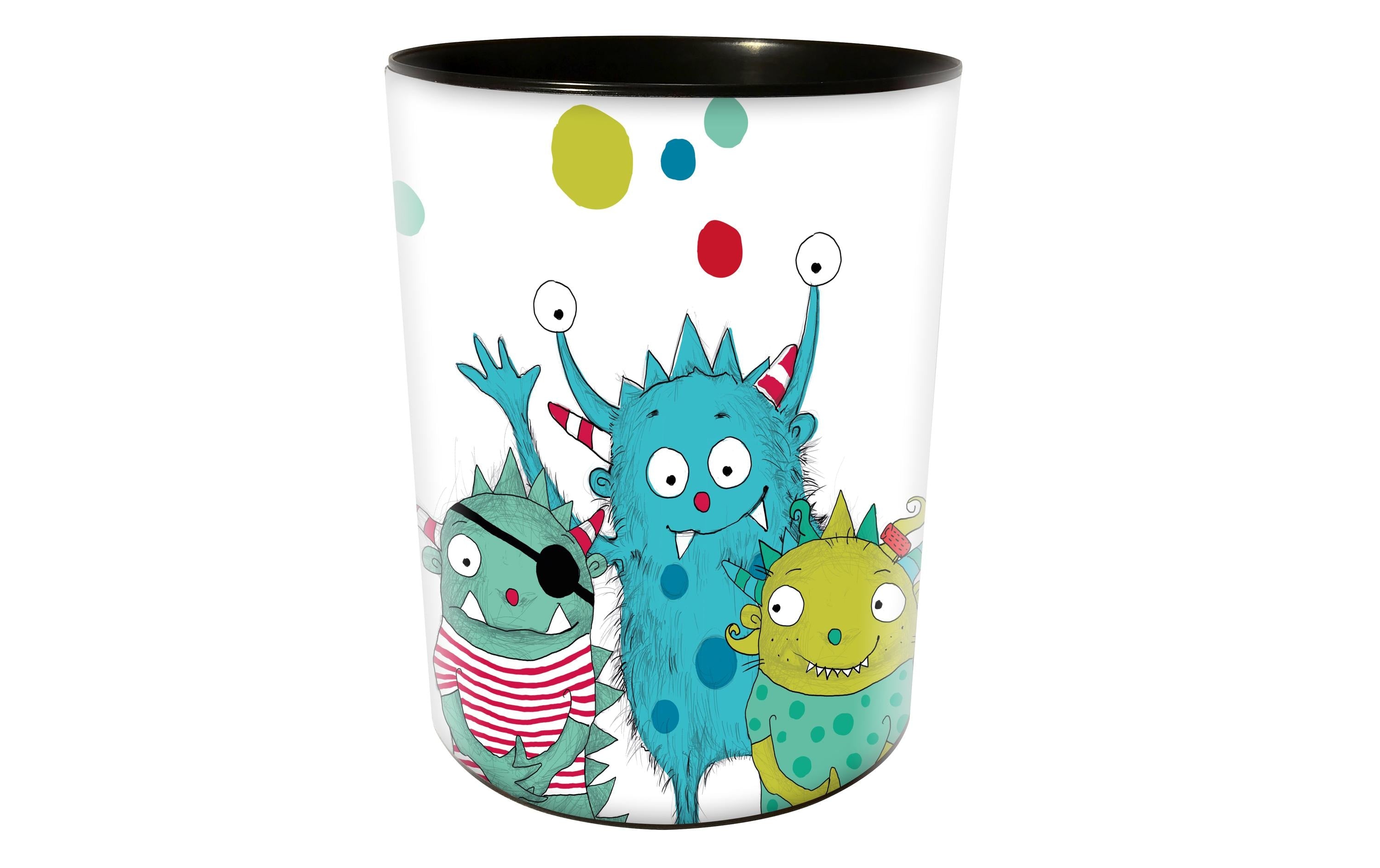 Goldbuch Papierkorb Monster – 10 l – Kunststoff, rund – weiss/hellgrün