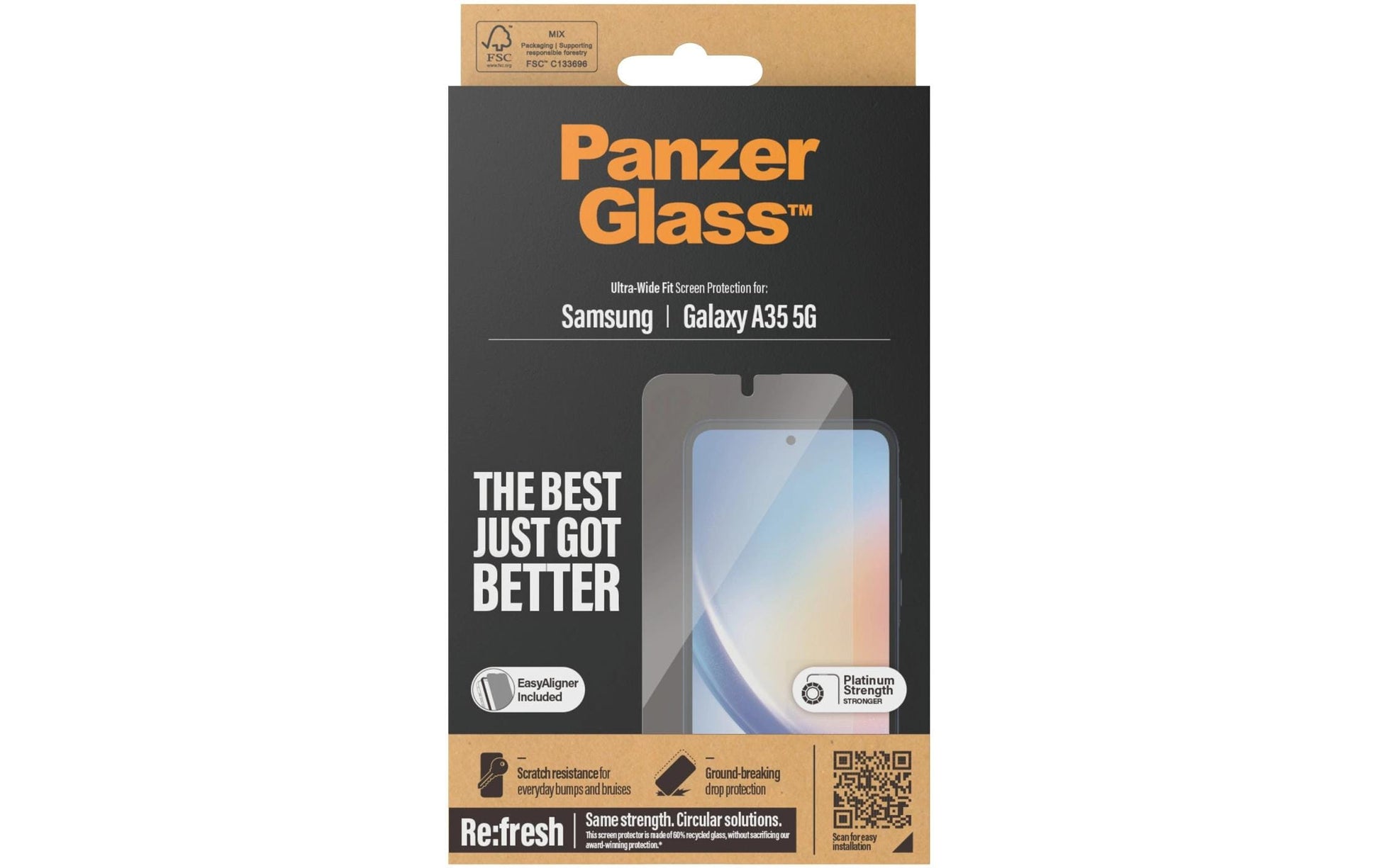 PanzerGlass Displayschutz (Panzerglas), Ultra-Wide Fit – für Galaxy A35 5G – mit Applikator
