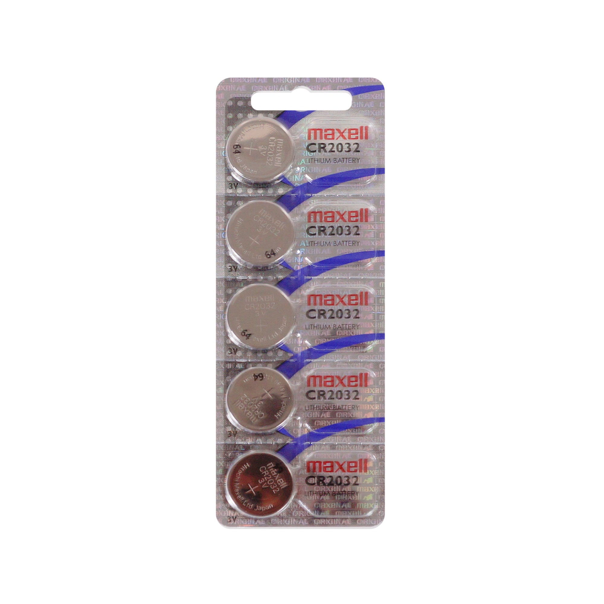 Maxell Knopfzellen CR2032, Lithium-Mangandioxid, 3 V – 5 Stk.