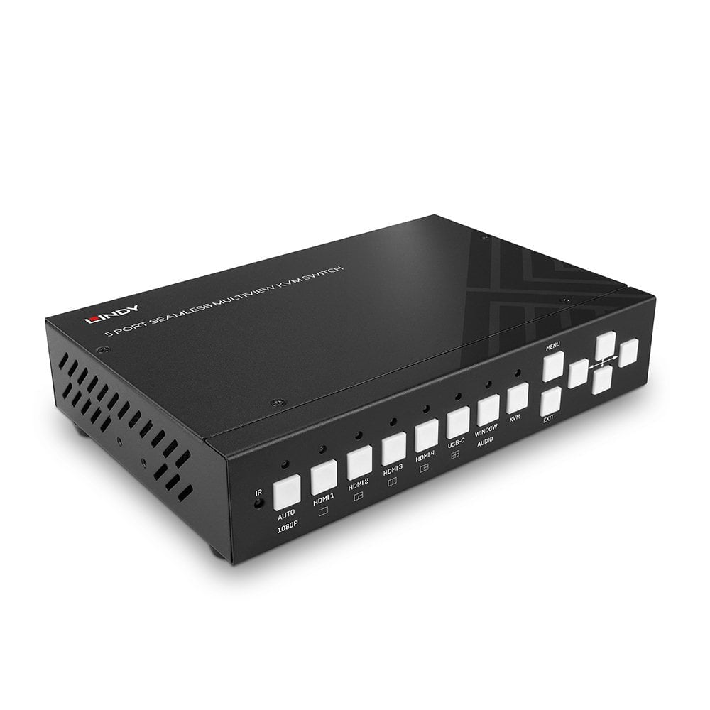 Lindy 32330 – KVM-Switch 5-Port, HDMI/USB, 4K (4096 × 2160), Seamless Multiview