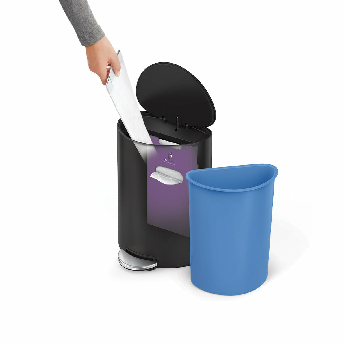 simplehuman Papierkorb – 6 l – Edelstahl – B × H × T 280 × 370 × 200 mm