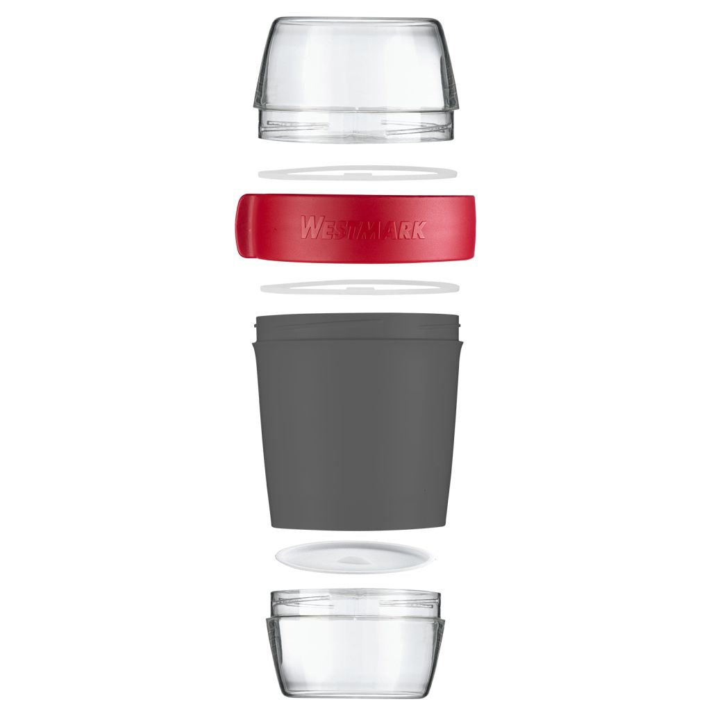 Westmark Lunchpot – 1,2 l, 11,3 × 12,3 × 21,0 cm, Kunststoff, rot, 3 Fächer, auslaufsicher, spülmaschinenfest