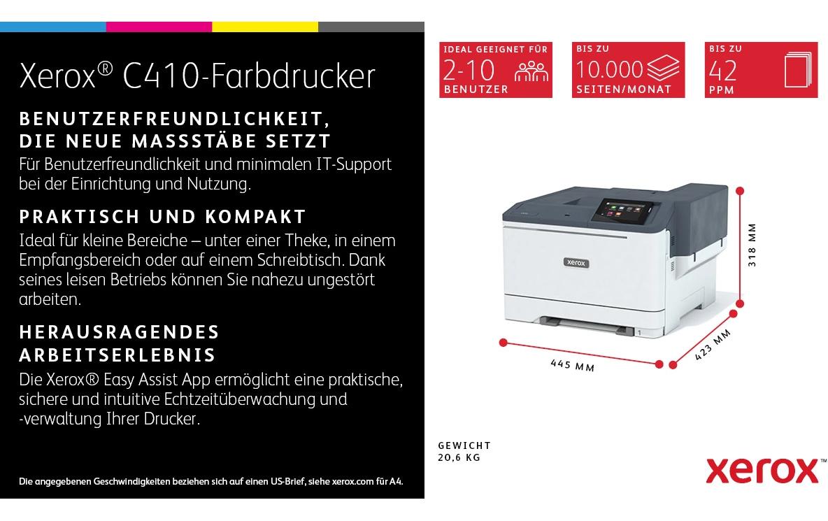 Xerox C410 – A4, 40 Seiten/Min, 1200 × 1200 dpi, USB