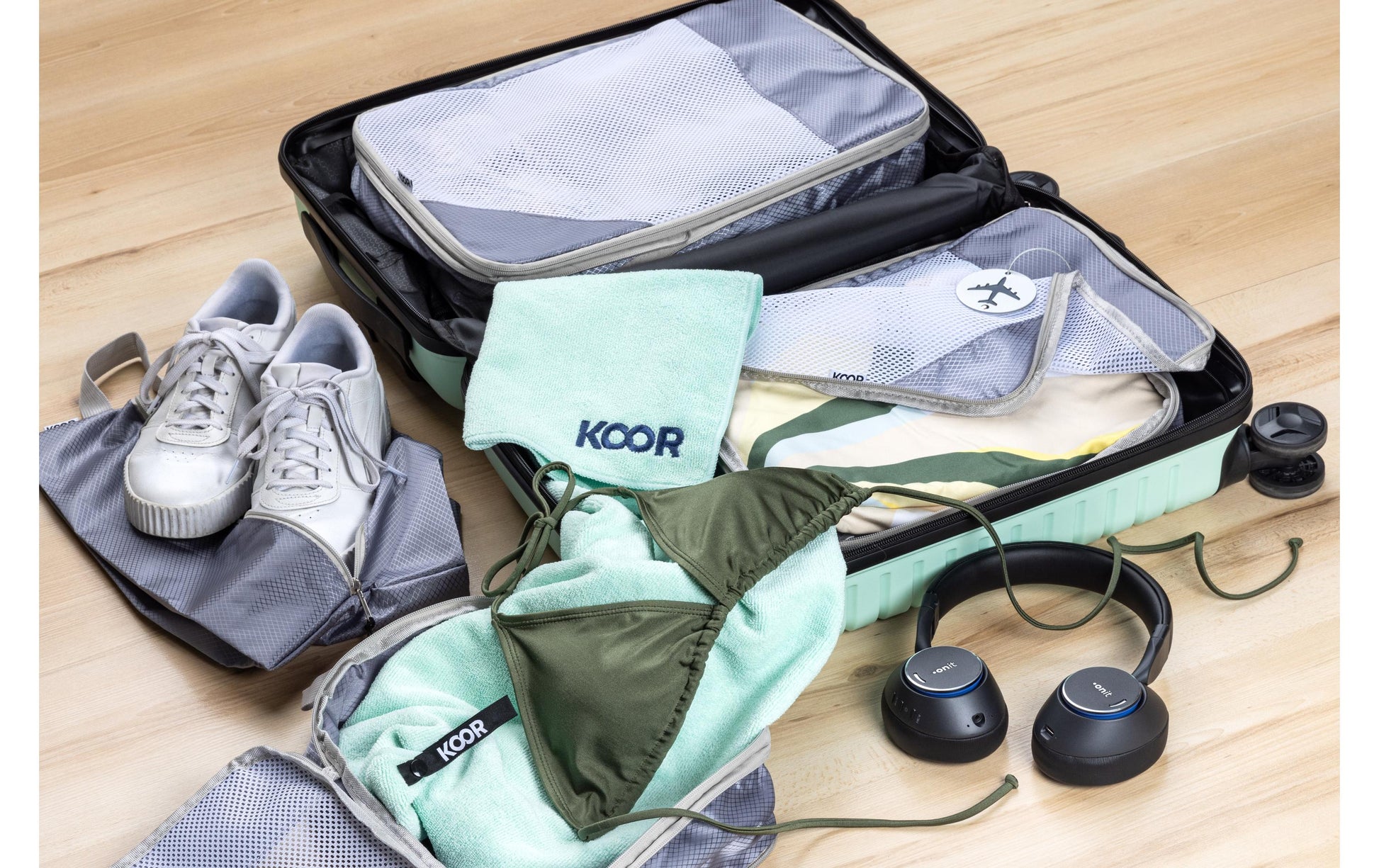 KOOR Packhilfen-Set – mit Reissverschluss, mit Tragegriff – 30 l – Grau, Polyester – 4-teilig