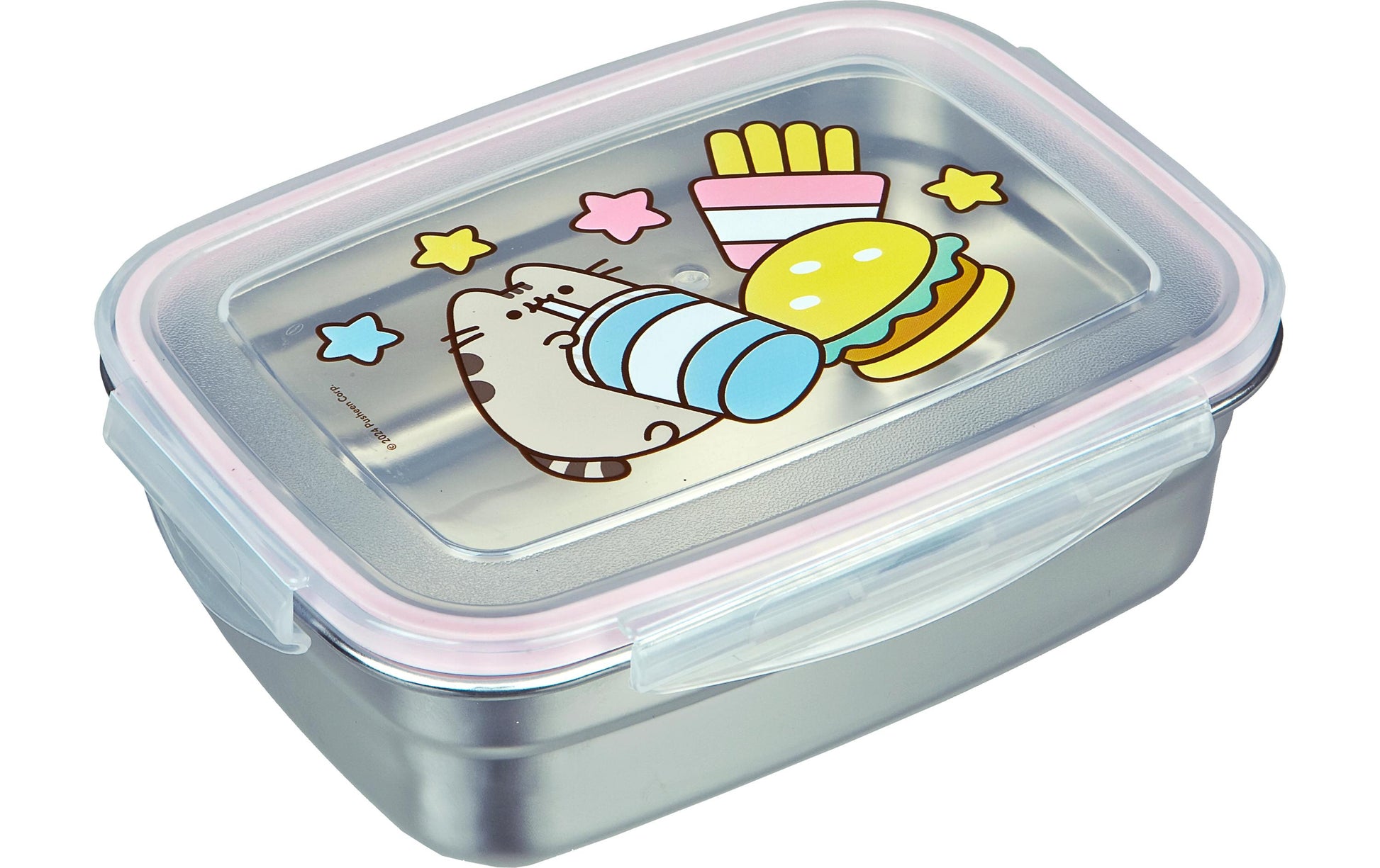 Scooli Lunchbox 550 ml, 17 × 12,5 × 6 cm, Edelstahl, grau, Pusheen-Motiv