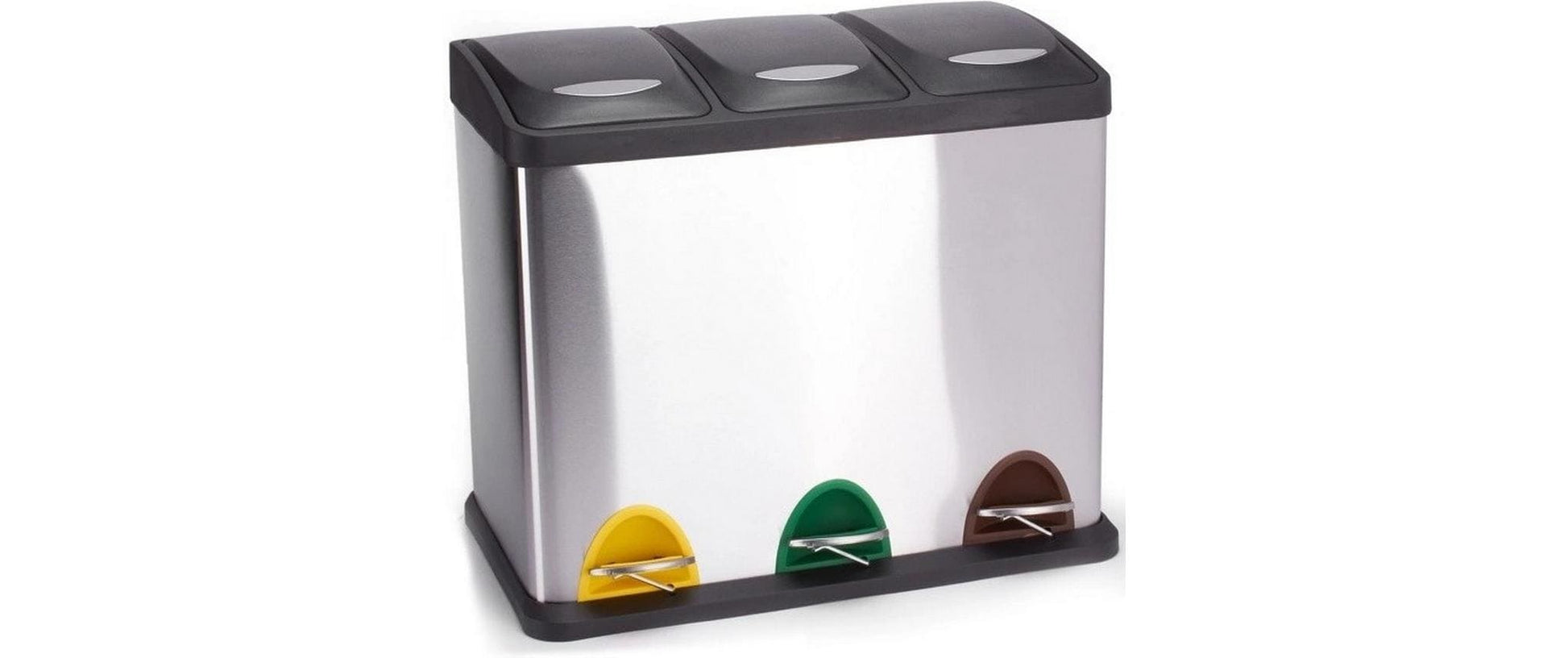 MSV Recyclingbox 6 6 - 24 l - Edelstahl, rechteckig - Schwarz - 3 Fächer