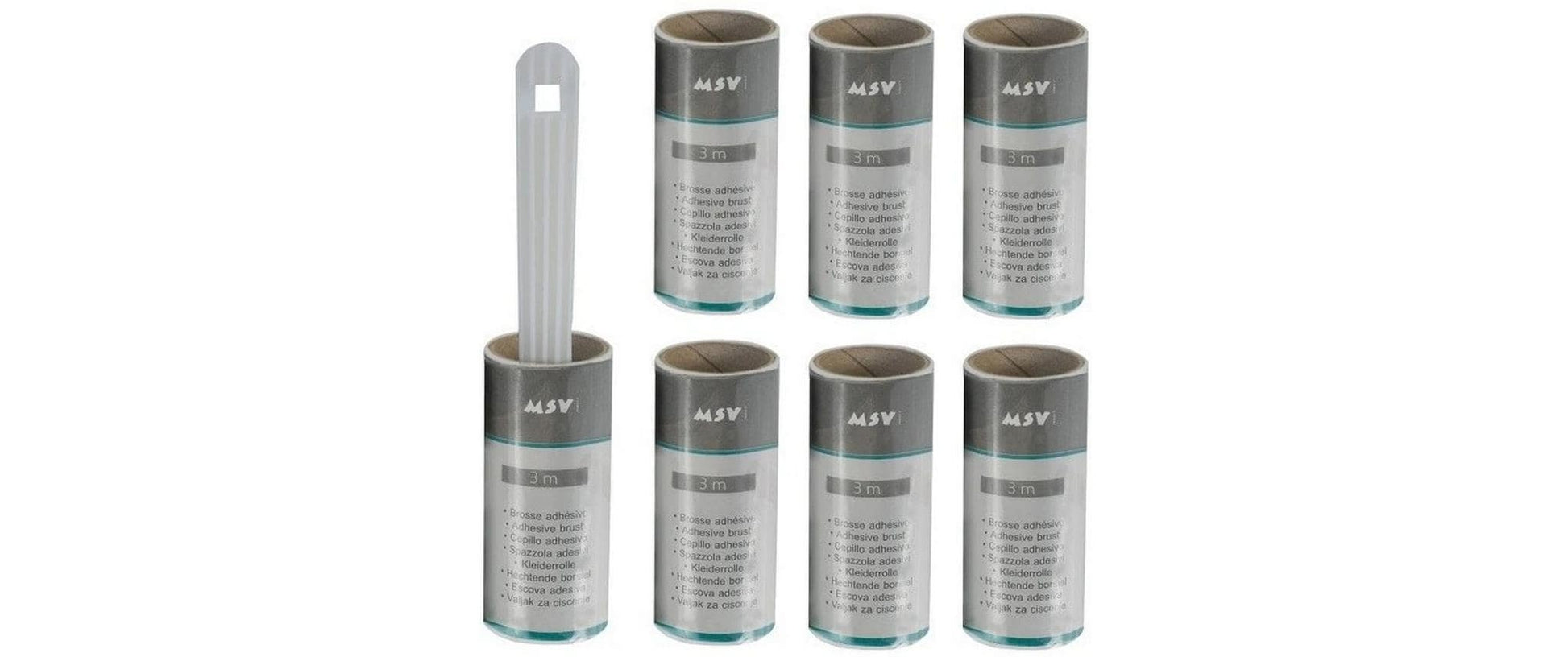 MSV Fusselroller – 7 Stk. – Polypropylen (PP) – grau/transparent – 5,0 × 5,0 × 20,0 cm