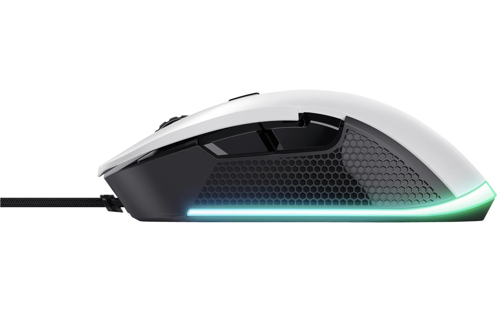 Trust GXT922W Ybar Gaming-Maus – kabelgebunden, 1'000 Hz, 6 Tasten, beidhändig, RGB-Beleuchtung, weiss