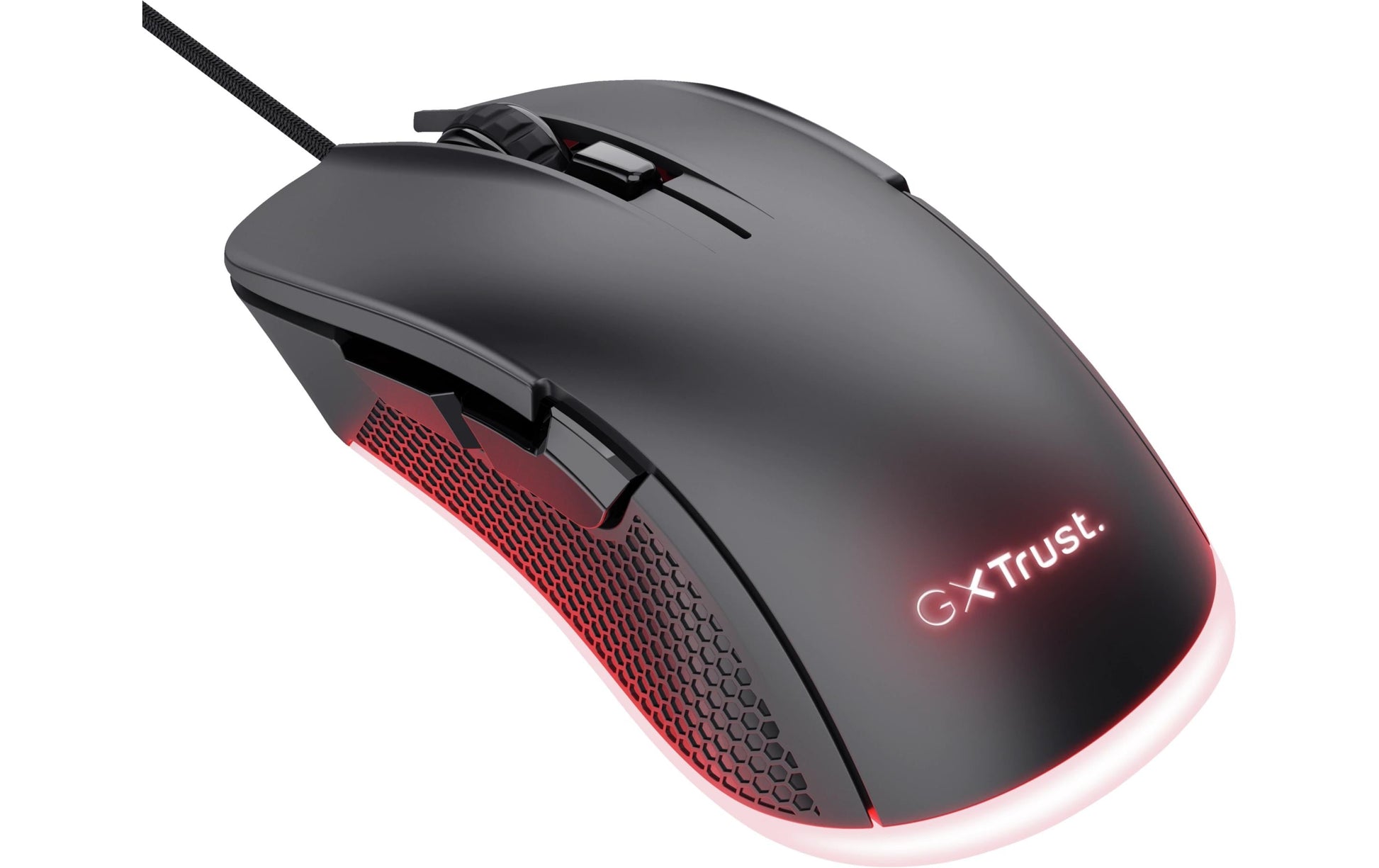 Trust GXT 922 Ybar – Gaming-Maus – Kabelgebunden (USB-A), 7200 DPI, RGB-Beleuchtung, rechts, Schwarz