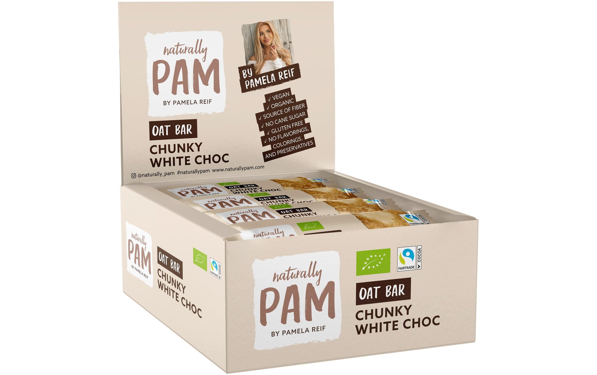 Naturally Pam Bio Hafer Riegel – Weisse Schokolade, Bio, Vegan – 12 × 40 g