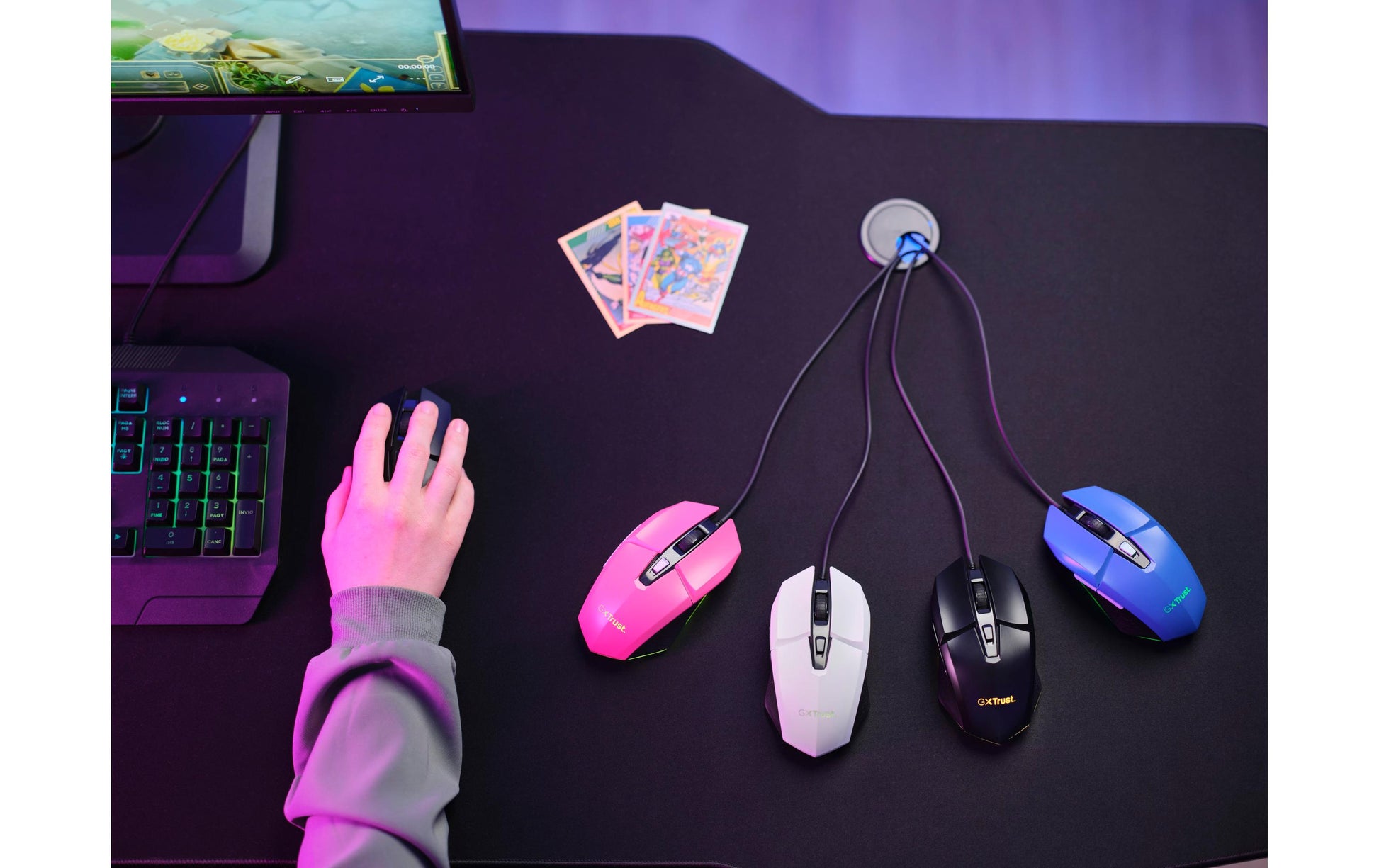 Trust GXT 109W Felox – Gaming-Maus – Kabelgebunden (USB-A), 6400 DPI, Rechts, Weiss