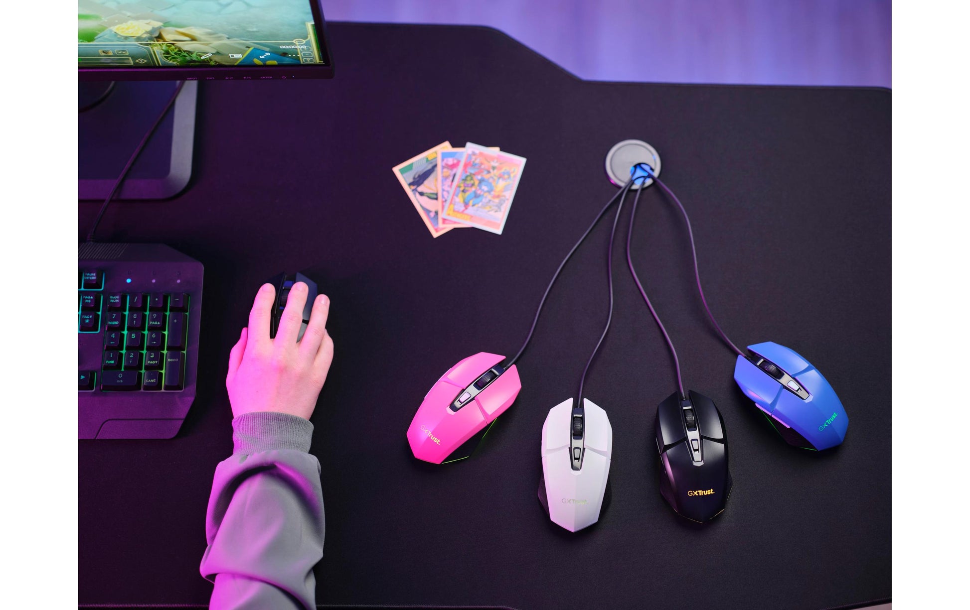 Trust GXT109 Felox Gaming-Maus – kabelgebunden, beidhändig, programmierbare Tasten, RGB-Beleuchtung, schwarz