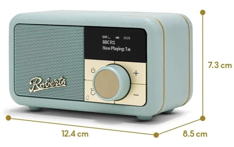 Roberts Radio Revival Petite 2 – DAB-/Internetradio – Portabel – DAB+, FM, Bluetooth, Akkubetrieb – Blaugrau